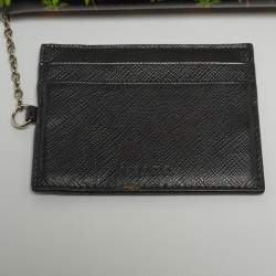 Prada Black Leather Palm Tree Print Flap Continental Wallet
