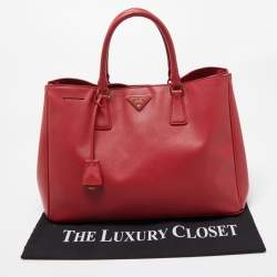 Pre Owned Prada Red Saffiano Leather Large Galleria Tote