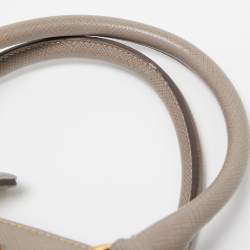 Pre Owned Prada Grey Saffiano Lux Leather Small Galleria Double Zip Tote