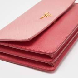 Prada Two Tone Pink Leather Convertible Flap Crossbody Bag