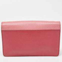 Prada Two Tone Pink Leather Convertible Flap Crossbody Bag