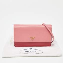 Prada Two Tone Pink Leather Convertible Flap Crossbody Bag