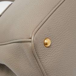 Pre Owned Prada Grey Vitello Daino Leather Shopper Tote