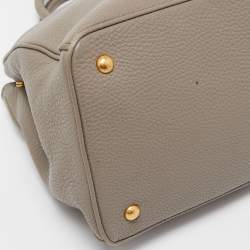 Pre Owned Prada Grey Vitello Daino Leather Shopper Tote