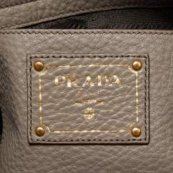 Pre Owned Prada Grey Vitello Daino Leather Shopper Tote