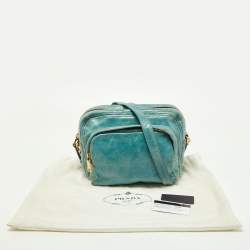Pre Owned Prada Blue Vitello Shine Leather Crossbody Bag