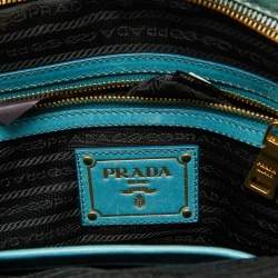 Pre Owned Prada Blue Vitello Shine Leather Crossbody Bag