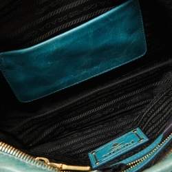 Pre Owned Prada Blue Vitello Shine Leather Crossbody Bag