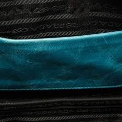 Pre Owned Prada Blue Vitello Shine Leather Crossbody Bag