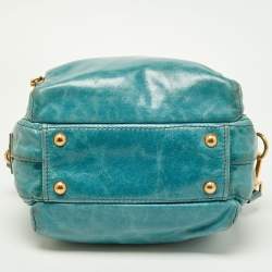 Pre Owned Prada Blue Vitello Shine Leather Crossbody Bag