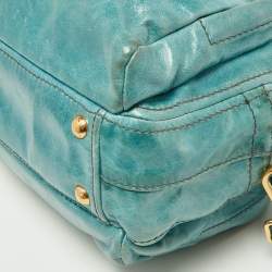 Pre Owned Prada Blue Vitello Shine Leather Crossbody Bag