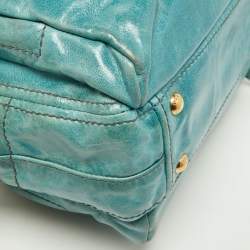 Pre Owned Prada Blue Vitello Shine Leather Crossbody Bag