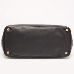 Pre Owned Prada Black Saffiano Lux Leather Large Gardener's Tote