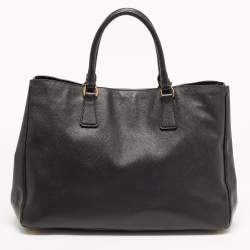 Pre Owned Prada Black Saffiano Lux Leather Large Gardener's Tote