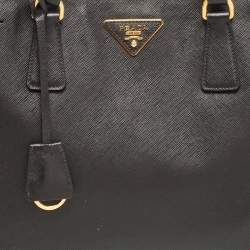 Pre Owned Prada Black Saffiano Lux Leather Large Gardener's Tote