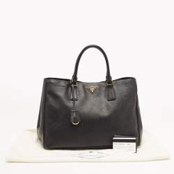 Pre Owned Prada Black Saffiano Lux Leather Large Gardener's Tote