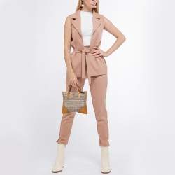 Pre Owned Prada Beige Tweed and Leather Stuoia Tote