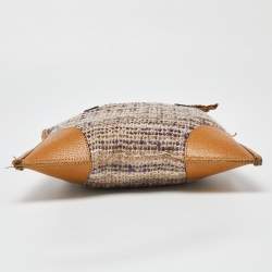 Pre Owned Prada Beige Tweed and Leather Stuoia Tote