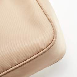 Prada Beige Nylon and Leather Re-Edition 2005 Baguette Bag