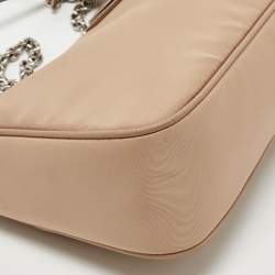 Prada Beige Nylon and Leather Re-Edition 2005 Baguette Bag