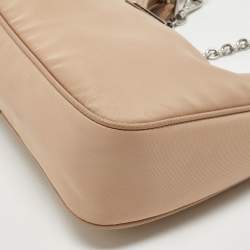Prada Beige Nylon and Leather Re-Edition 2005 Baguette Bag