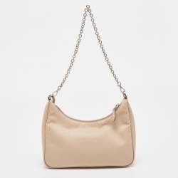 Prada Beige Nylon and Leather Re-Edition 2005 Baguette Bag