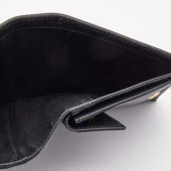 Pre Owned Prada Black Saffiano Metal Leather Logo Flap Card Case