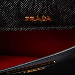 Prada Black Saffiano Cuir Leather Small Double Handle Tote