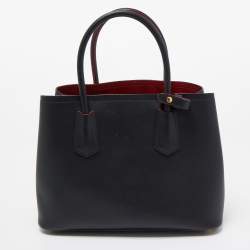 Prada Black Saffiano Cuir Leather Small Double Handle Tote