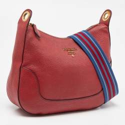 Prada Red Vitello Danio Leather Crossbody Bag