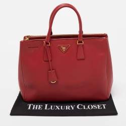 Prada Red Saffiano Leather Large Galleria Tote Bag