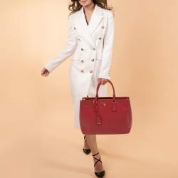 Prada Red Saffiano Leather Large Galleria Tote Bag