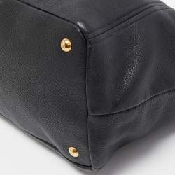 Prada Black Vitello Daino Leather Snap Tote