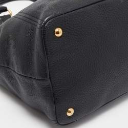Prada Black Vitello Daino Leather Snap Tote