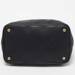 Prada Black Vitello Daino Leather Snap Tote