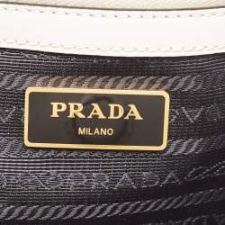 Prada Two Tone Off White Saffiano Lux/Soft Leather Convertible Tote