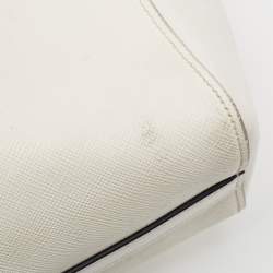 Prada Two Tone Off White Saffiano Lux/Soft Leather Convertible Tote