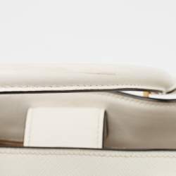 Prada Two Tone Off White Saffiano Lux/Soft Leather Convertible Tote