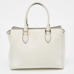 Prada Two Tone Off White Saffiano Lux/Soft Leather Convertible Tote