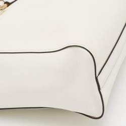 Prada Two Tone Off White Saffiano Lux/Soft Leather Convertible Tote