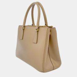 Pre Owned Prada Beige Leather Small Galleria Tote Bag