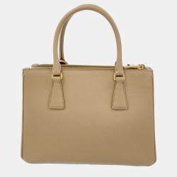 Pre Owned Prada Beige Leather Small Galleria Tote Bag