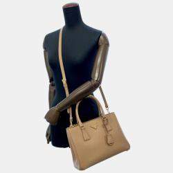 Pre Owned Prada Beige Leather Small Galleria Tote Bag