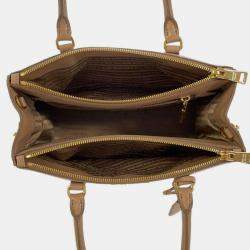 Pre Owned Prada Beige Leather Small Galleria Tote Bag