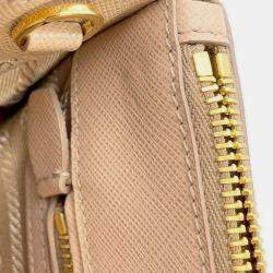 Pre Owned Prada Beige Leather Small Galleria Tote Bag