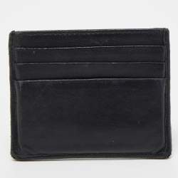Prada Black Quilted Leather Triangular Logo Card Holder 