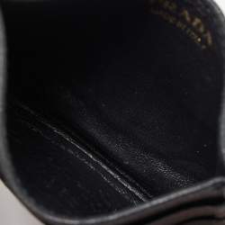 Prada Black Quilted Leather Triangular Logo Card Holder 