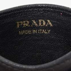 Prada Black Quilted Leather Triangular Logo Card Holder 
