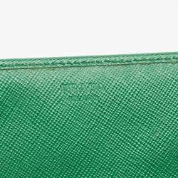 Pre Owned Prada Green Saffiano Lux Leather Logo Flap Continental Wallet