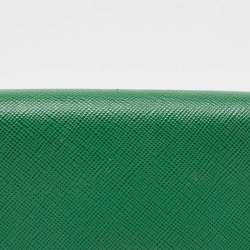 Pre Owned Prada Green Saffiano Lux Leather Logo Flap Continental Wallet